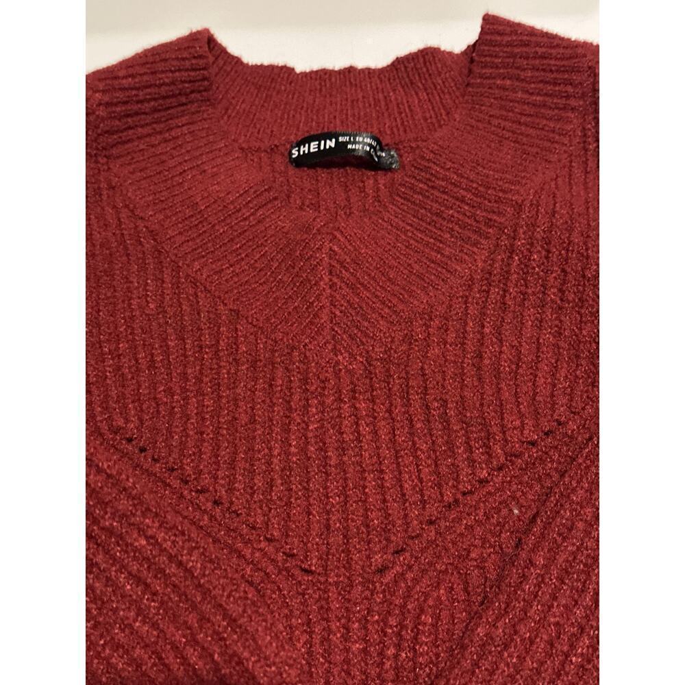 SHEIN Burgundy v-neck Sweater Sz L